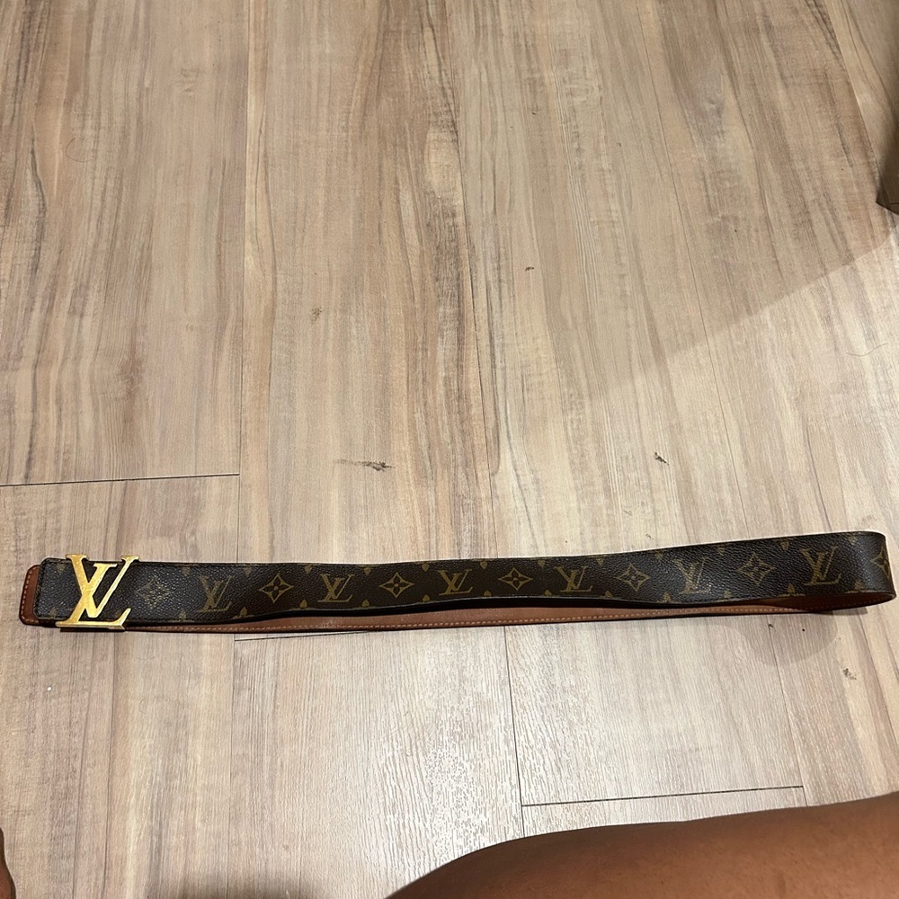 Louis Vuitton Monogram Black and Brown Leather Belt